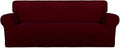 PureFit Stretch Oversized Couch Covers Fleece Sofa Slipcovers Wine | 1-Piece by PureFit