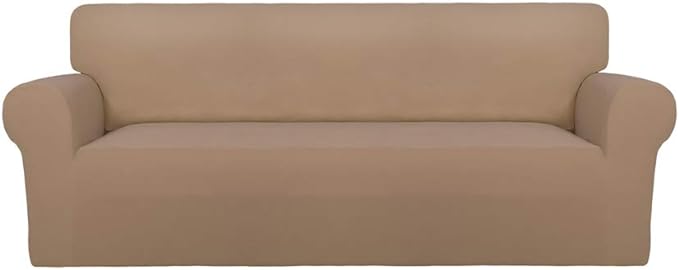 PureFit Stretch Oversized Couch Covers Fleece Sofa Slipcovers Camel | 1-Piece by PureFit