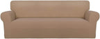 PureFit Stretch Oversized Couch Covers Fleece Sofa Slipcovers Camel | 1-Piece by PureFit