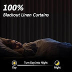 Orange 100% Blackout Linen Curtains 102 Inch Length 2 Panels Set - Image 3