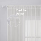 MIULEE Ivory Window Sheer Curtains 2 Panels Width 38 x Length 72 Inches | Sheer - Image 2