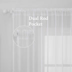 MIULEE White Sheer Curtains 90 Inches Long, 54 X 90 Inches, 2 Panels | Solid - Image 2
