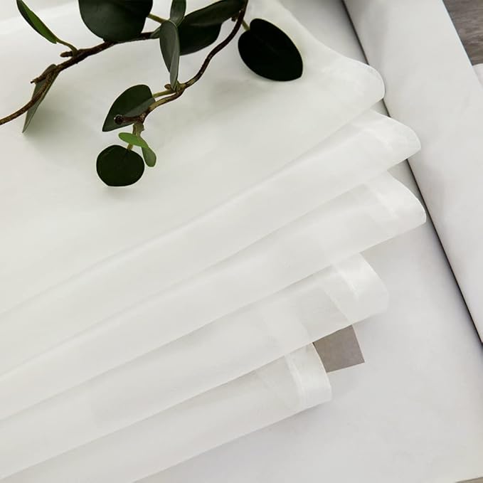 MIULEE Short Sheer Curtains 30 Inch Length 2 Panels, 29 x 30 Inches, Ivory | - Image 5