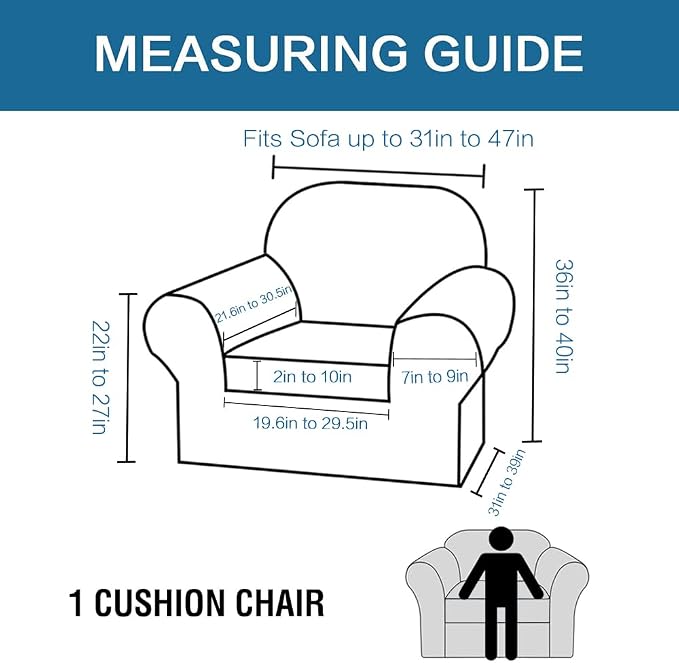 H.VERSAILTEX High Stretch 2-Piece Armchair Cover/Sofa Chair Covers/Slipcover - Image 2