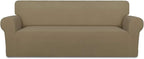 PureFit Stretch Oversized Couch Covers Fleece Sofa Slipcovers Tan | 1-Piece by PureFit