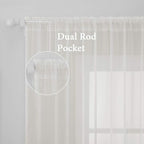 MIULEE Ivory Window Sheer Curtains 2 Panels Width 38 x Length 45 Inches | Sheer - Image 2