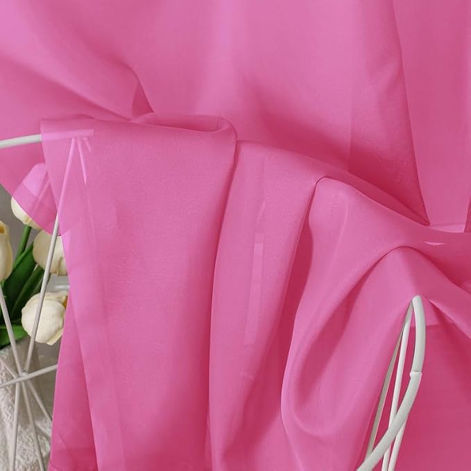 Hot Pink Sheer Curtains 108 Inches Long 2 Panels - Image 4