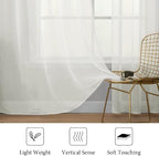 MIULEE Ivory Window Sheer Curtains 2 Panels Width 38 x Length 72 Inches | Sheer - Image 4