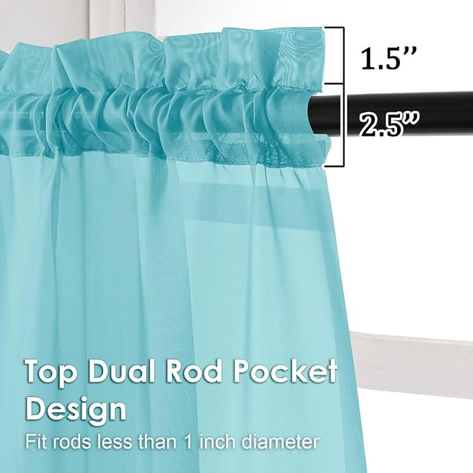 Aqua Sheer Curtains 78 Inches Long 2 Panels - Image 3