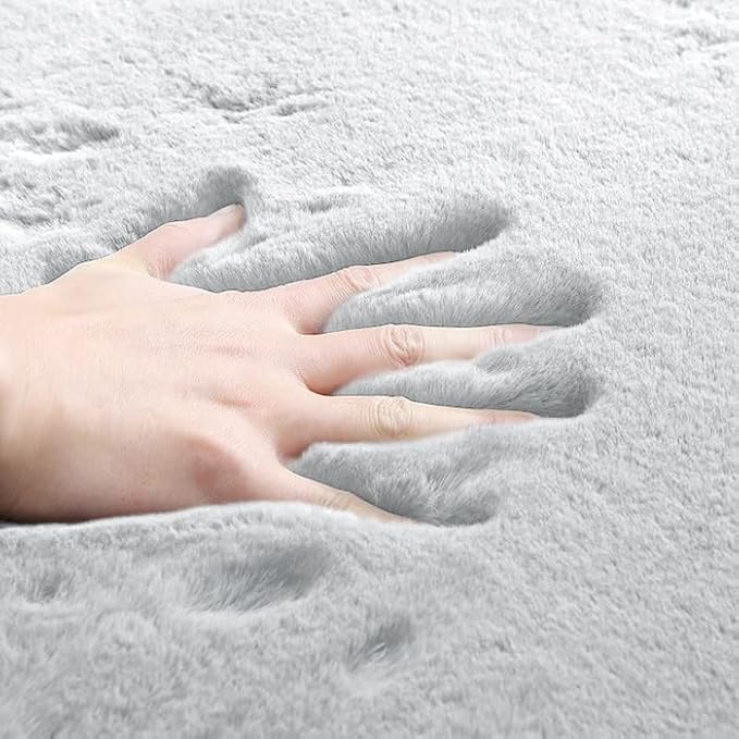 ORINOVA Fuzzy Grey Fluffy Washable Runner Rugs - Image 5