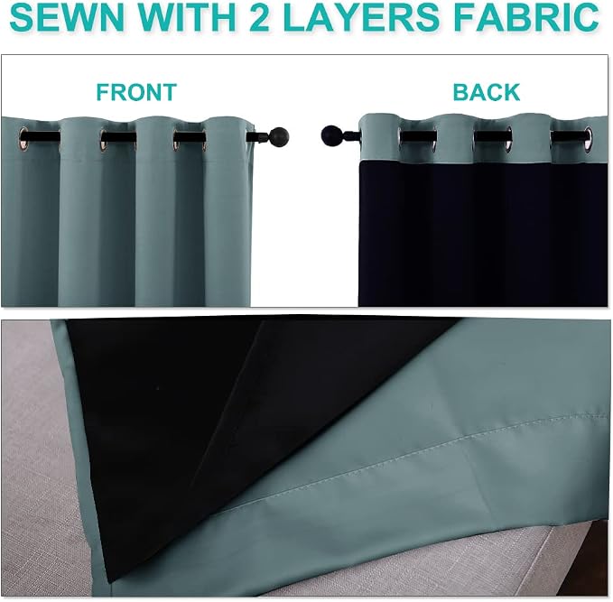 NICETOWN 100% Blackout Lined Curtains, 2 Thick Layers Completely Blackout - Image 5