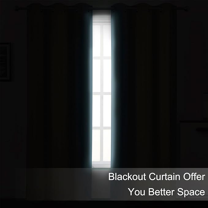 Blackout Curtains 52 x 84 inches Long Stone Blue Curtains Set of 2 Panels - Image 3