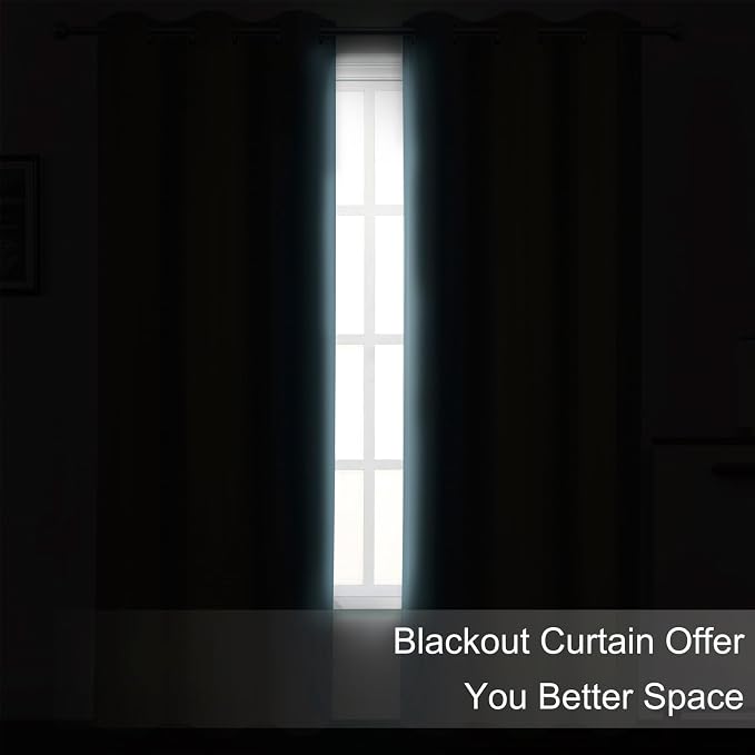 Blackout Curtains 66 x 84 inch/Stone Blue Curtains Set of 2 Panels/Thermal - Image 3