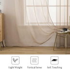 MIULEE 2 Panels Sheer Curtains for Living Room 54 X 84 Inches Brown | Window - Image 4