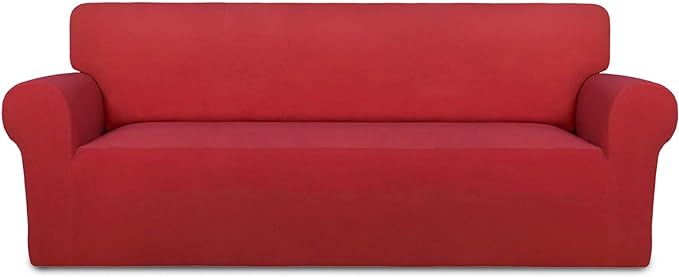 PureFit Stretch Couch Covers for Sofa Large Sofa Slipcovers Red | 1-Piece Sofa by PureFit