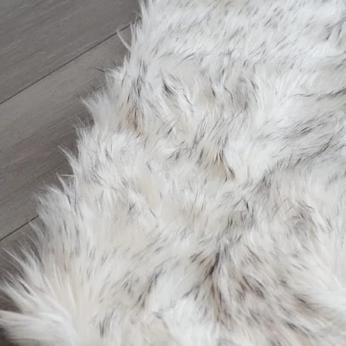ORINOVA White and Grey Ultra Soft Faux Fur Shaggy Runner Rug 2x6 - Image 7