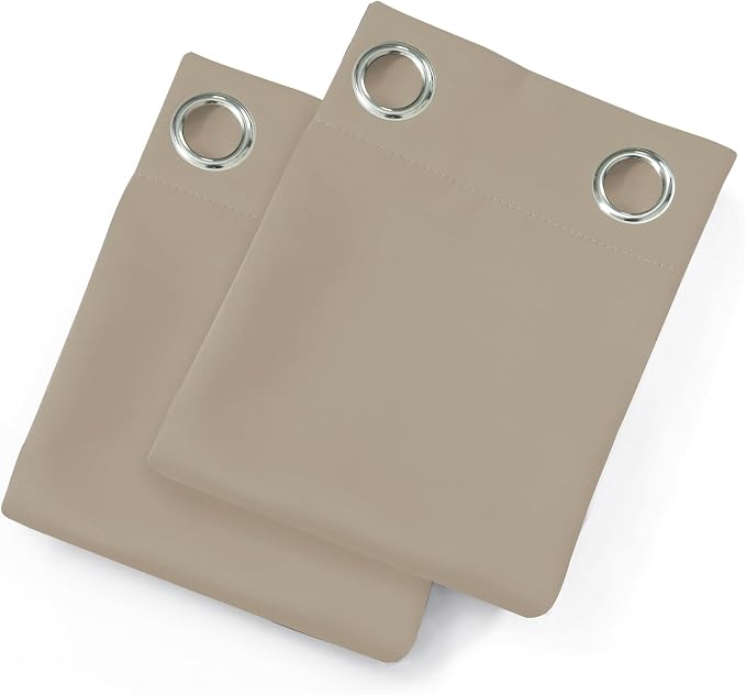 Blackout Curtains 66 x 72 Inch Long Khaki Curtains Set of 2 Panels Room - Image 9
