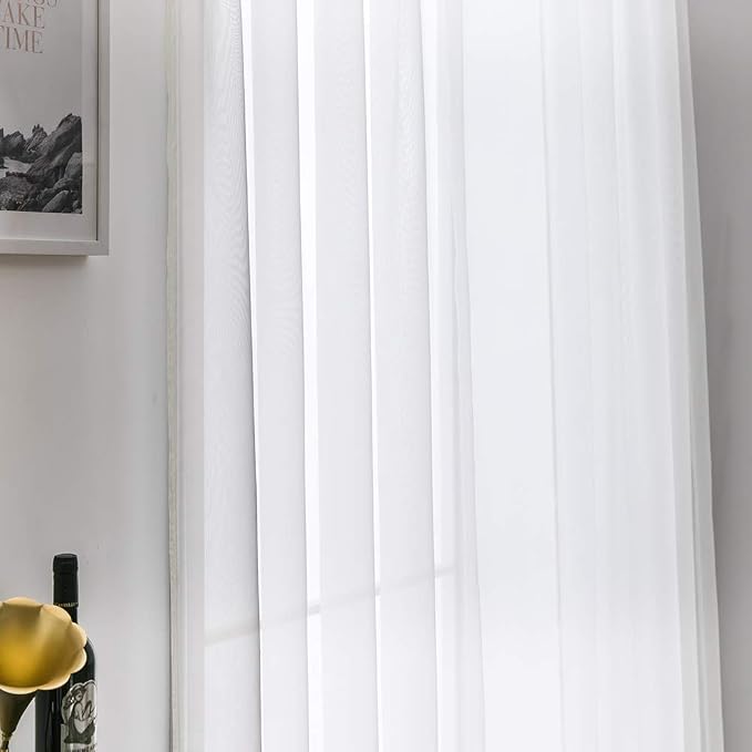 MIULEE 2 Panels Sheer Curtains for Living Room 54 X 72 Inches Ivory | Window - Image 5