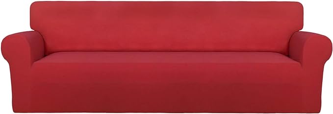 PureFit Stretch Couch Covers for Sofa 4 Seater Slipcovers Red | 1-Piece Sofa by PureFit