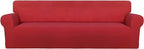 PureFit Stretch Couch Covers for Sofa 4 Seater Slipcovers Red | 1-Piece Sofa by PureFit