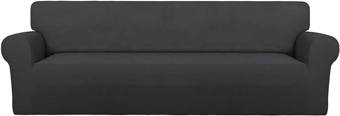 PureFit Stretch Couch Covers for Sofa 4 Seater Slipcovers Dark Gray | 1-Piece by PureFit