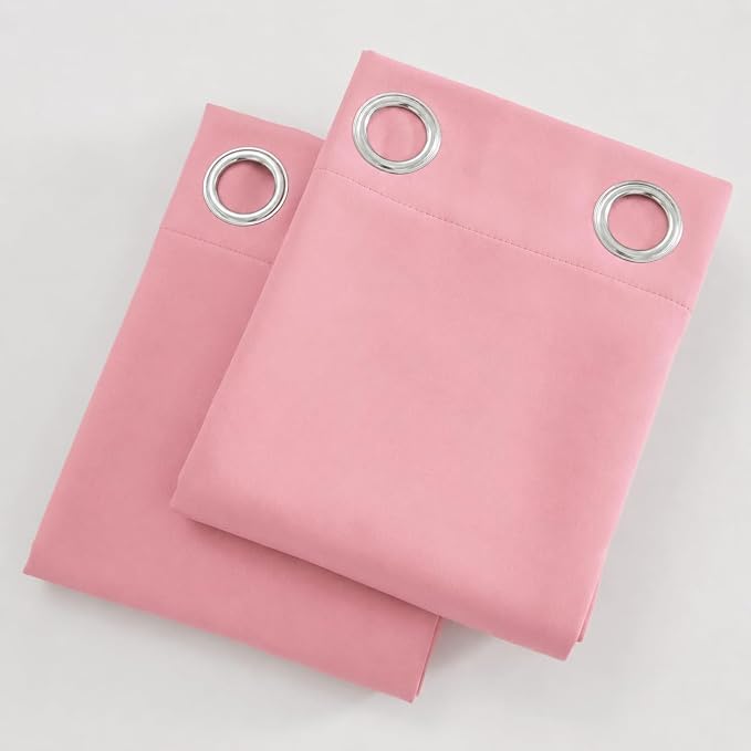 Blackout Curtains 52 x 63 inch/Pink Curtains Set of 2 Panels/Thermal Insulated - Image 9