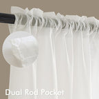 MIULEE Ivory Sheer Curtains 90 Inches Long 4 Panels 42 x 90 Inches | Light - Image 3