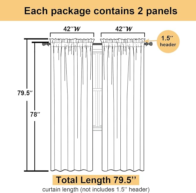 Light Green Sheer Curtains 78 Inches Long 2 Panels, Modern Light Filtering - Image 3