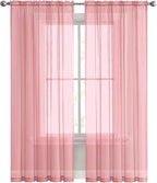 SpaceDresser Sheer Blush Curtains 4 Panels Rod Pocket Semi-Sheer Curtain 63 - Image 8