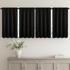MIULEE Set of 4 Black 45 Inch Short Blackout Kitchen Window Curtains | Bedroom by MIULEE