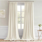MIULEE Beige White Back Tab Blackout Curtains 52x120 Inch Long 2 Panels Set | - Image 9