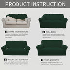 Easy-Going Stretch Oversized Loveseat Couch Covers Washable Dark Green | - Image 6
