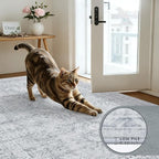 Round Area Rug Living Room: 6ft Neutral Washable Carpet Rug Gray | Vintage Boho - Image 6