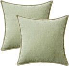 MIULEE Decorative Couch Throw Pillow Covers 16x16 Inch Light Green 2 Pack | - Image 6