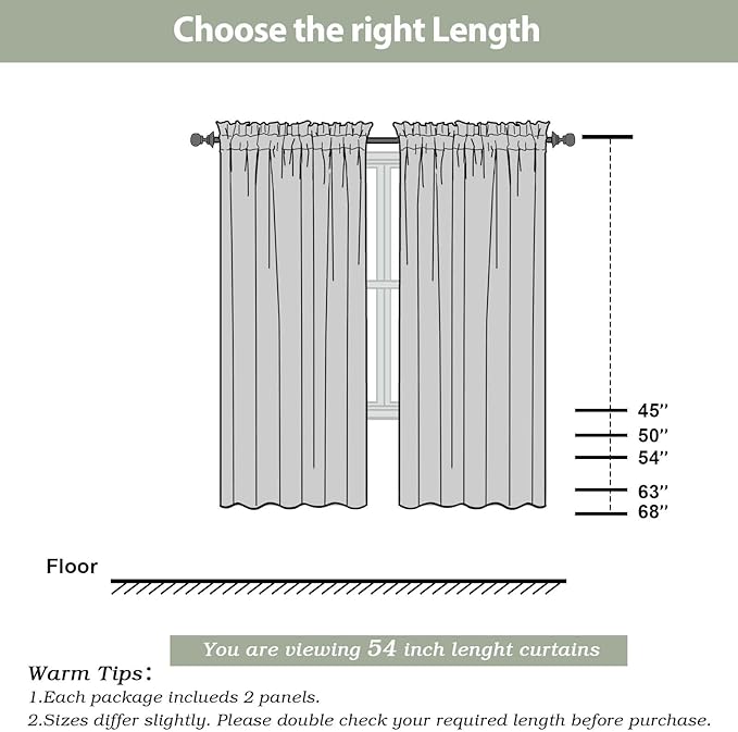 Sheer Curtains Living Room 54 inches Long, Rod Pocket Curtain Sheers Bedroom - Image 4