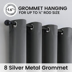 SimpleHome Grey 100% Blackout Curtains Room Darkening Living Room 84 Inch | - Image 6