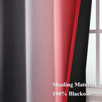 Red and Black Ombre Blackout Bedroom Curtains 45 Inch Long | Room Darkening - Image 5