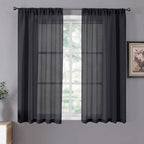 Tollpiz Short Sheer Curtain Linen Textured Living Room Curtains Sheer Light by Tollpiz