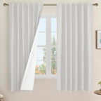 Light Grey 100% Blackout Linen Bedroom Curtains 63 Inches 2 Panels | Linen by LAMIT
