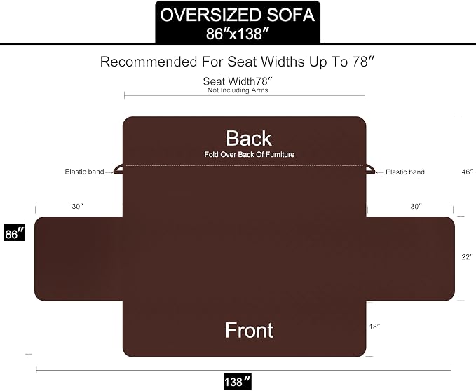 U-NICE HOME Large Sofa Cover Reversible Couch Cover, Chocolate/Taupe | - Image 6