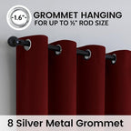 SimpleHome Burgundy Red 100% Blackout Curtains Room Darken Living Room 63 | - Image 6