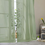 Sheer Sage Green Curtains for Bedroom Living Room 63 Inch Length 2 Panels - Image 8