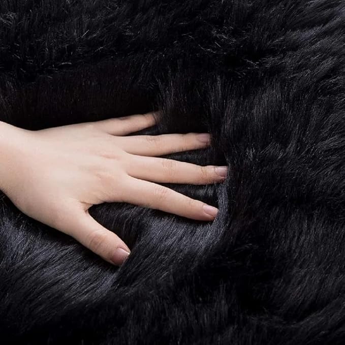 ORINOVA Black Fuzzy Washable Shaggy Area Rugs - Image 8