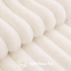 decorUhome Fall Faux Fur Throw Pillow Covers 16x16 Set of 2 Cream White | - Image 3
