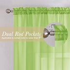 Lime Sheer Curtains for Living Room 90 Inches Long 2 Panels, Solid Color Voile - Image 5