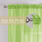Lime Sheer Curtains 72 Inches Long 2 Panels, Solid Voile Light Filtering Dual - Image 5