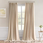 MIULEE Beige Back Tab Blackout Curtains 52x120 Inch Long 2 Panels Set | Rod - Image 9