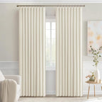 MIULEE Beige White Back Tab Blackout Curtains 52x84 Inch Length 2 Panel Set | - Image 9