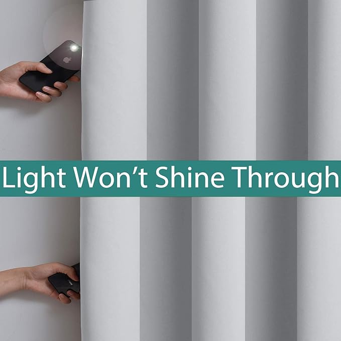Yakamok Light Grey 100% Blackout Curtains 63 Inches Long 42" Wide 2 Panel | - Image 3