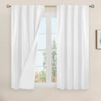 Natural 100% Blackout Linen Curtains 45 Inches by LAMIT